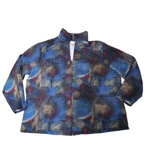 CJ Banks Multi Color Quilted Pattern Jacket Size 3x Lightweight Like New